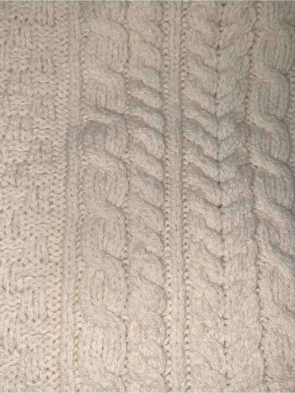 hand knit wool aran fisherman sweater hand made cream non ichy merino ecru - Picture 6 of 7